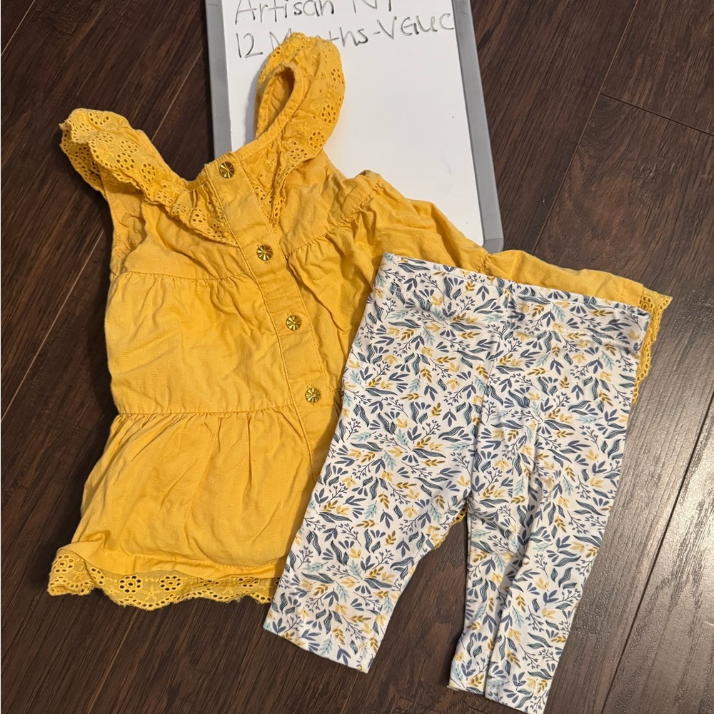 Artisan Ny Mustard Yellow Eyelet Top